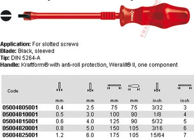 05004810004 WERA 170 SLOTTED HOLDING S/D .5 X 3 X 100MM