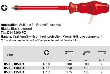 05005110001 WERA 186 PZ HOLDING S/D PZ1 X 150MM