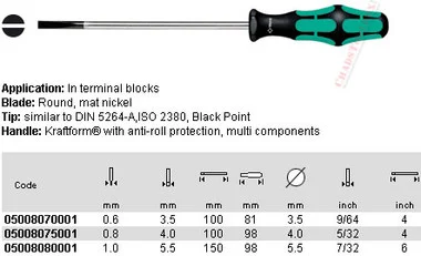 05008075001 WERA 335 FK SLOTTED S/D .8 X 4.0 X 100MM