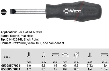 05008509001 WERA 337 CARB SLOT 1.2 X 6.5 X 45MM S/D