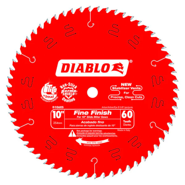 Diablo D1060S 10" x 60-Teeth Fine Finish Saw Blade for Wood
