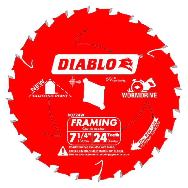 Diablo D0724W 7-1/4" x 24-Teeth Framing Saw Blade for Wood