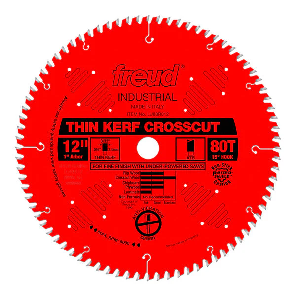 Freud LU88R012 12" Thin Kerf Fine Finish Crosscut Blade