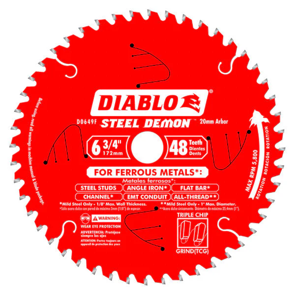 Diablo D0649F 6-3/4" x 48-Teeth Steel Demon™ Saw Blade for Medium Metal