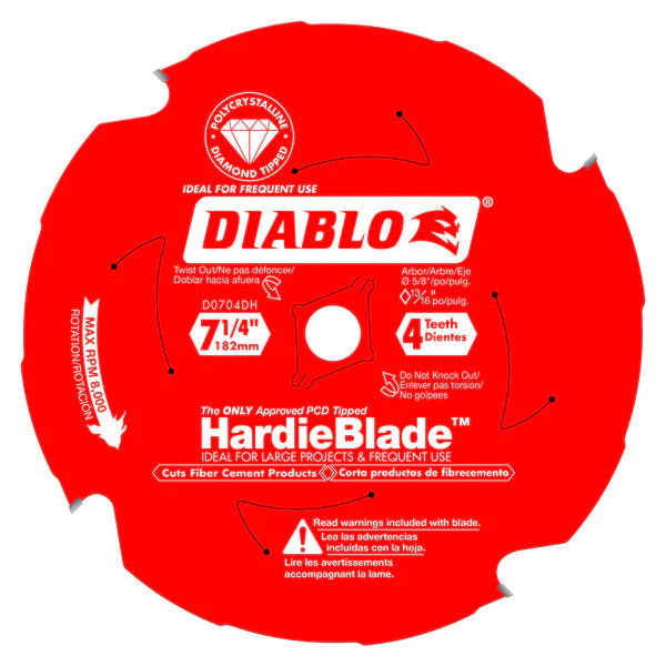 Diablo D0704DH 7-1/4" x 4-Teeth HardieBlade™ Saw Blade for Fiber Cement