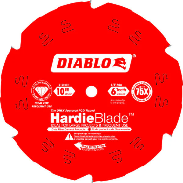 Diablo D1006DH 10" x 6-Teeth HardieBlade™ Saw Blade for Fiber Cement