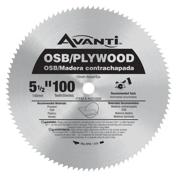 Avanti A05100X Avanti 5-1/2" X 100-Teeth Plywood Saw Blade