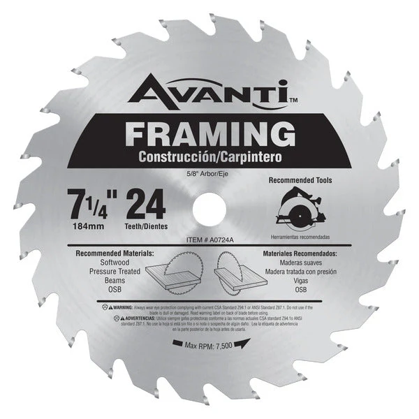 Avanti A0724A 7-1/4 in. x 24-Teeth Framing Saw Blade