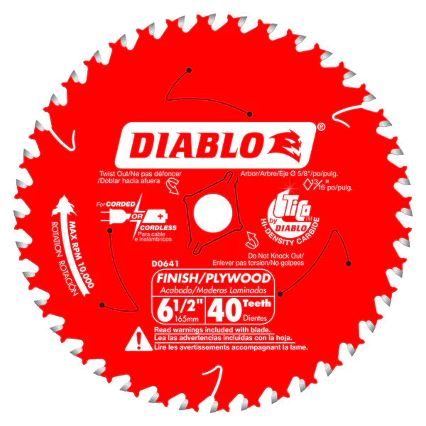 008925087144_c073932e-f275-4686-a591-417ce5f2d508_1200x1200.webp Diablo D0641X 6-1/2" x 40 Tooth Finish Trim Saw Blade