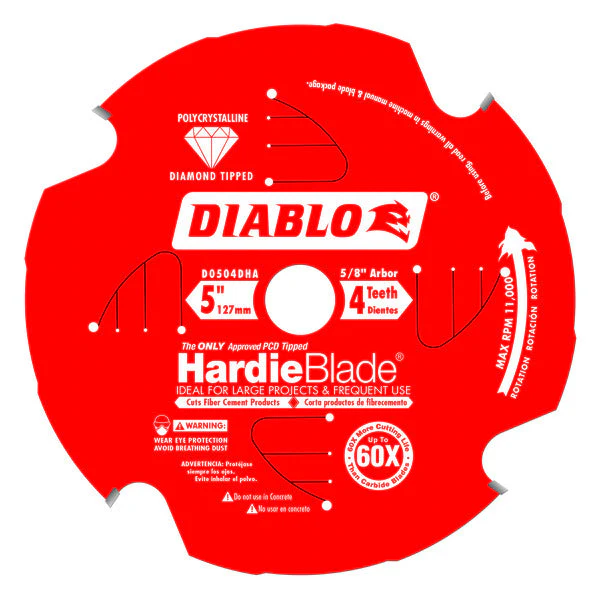 Diablo D0504DHA 5" x 4 Tooth (PCD) Fiber Cement HardieBlade