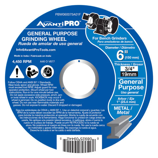 AvantiPRO PBW060075A01F AvantiPro 6x3/4x1in Ao Bench Grndg Whl