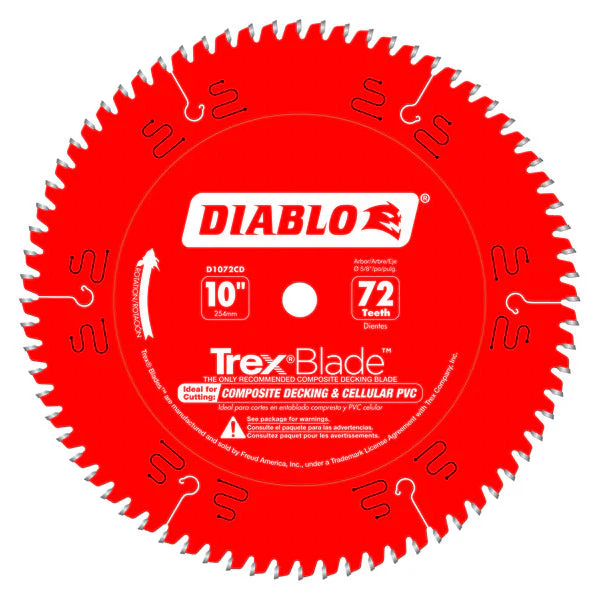 Diablo D1072CD 10" x 72-Teeth TrexBlade™ Saw Blade for Composites and Plastic