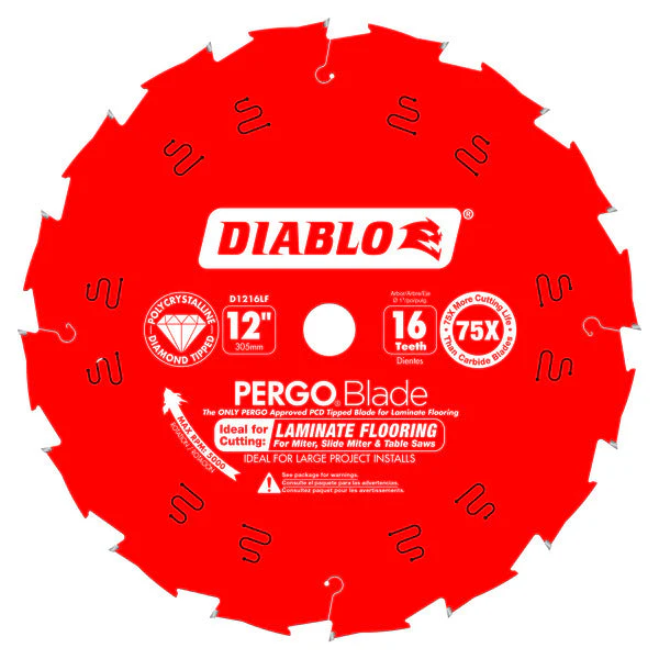 Diablo D1216LF 12" x 16-Teeth PergoBlade™ Saw Blade for Laminate and Wood Flooring