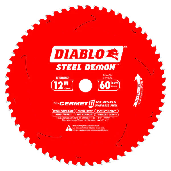 Diablo D1260CF 12" x 60-Teeth Steel Demon™ Cermet II Saw Blade for Medium Metal