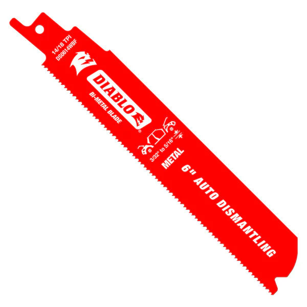 008925131533_688808a5-57c6-4231-8f31-f1d546acf55c_1200x1200.webp Diablo DS0614WBF25 6" 14/18 TPI Bi-Metal Reciprocating Saw Blades for Auto Dismantling (Cuts Metals 1/16" to 5/16") (25-Pack)