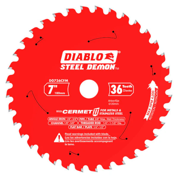 Diablo D0736CFM 7" x 36-Teeth Steel Demon™ Cermet II Saw Blade for Thick Metal