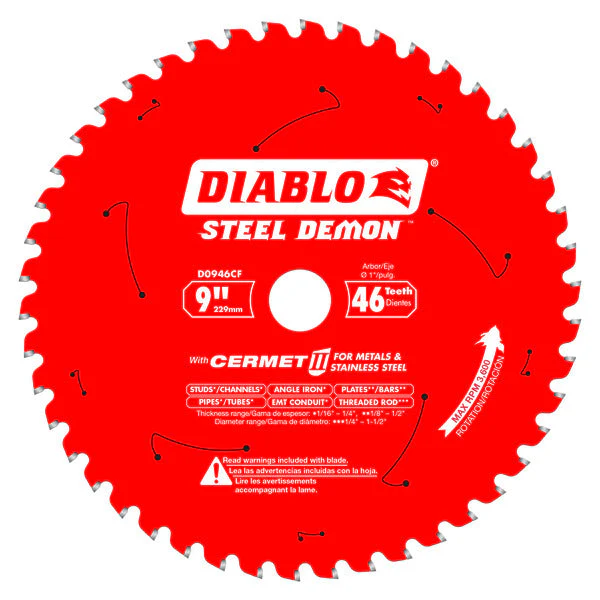 Diablo D0946CF 9" x 46-Teeth Steel Demon™ Cermet II Saw Blade for Medium Metal