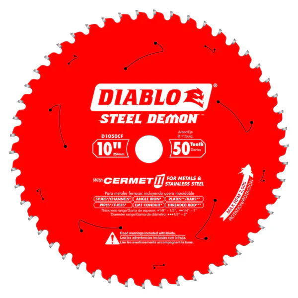 Diablo D1050CF 10" x 50-Teeth Steel Demon™ Cermet II Saw Blade for Medium Metal