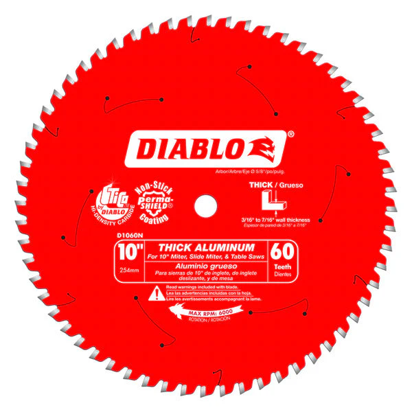 Diablo D1060N 10" x 60-Teeth Saw Blade for Thick Aluminum