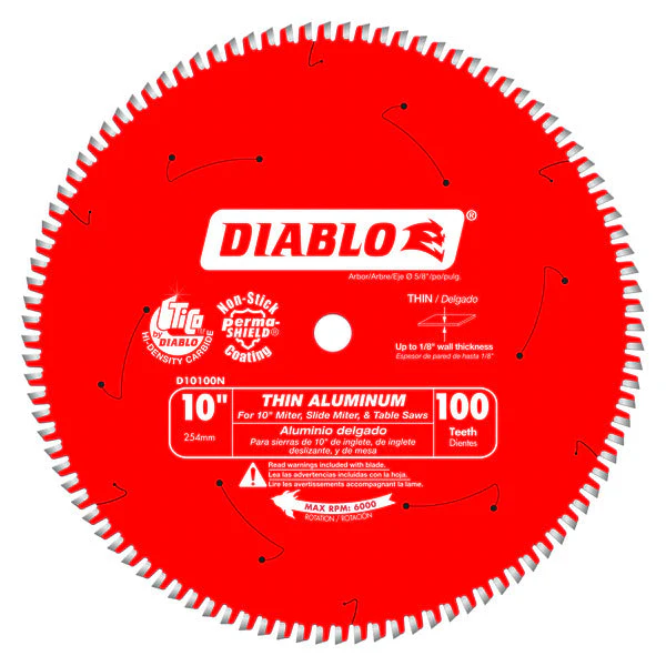 Diablo D10100N 10" x 100-Teeth Saw Blade for Thin Aluminum