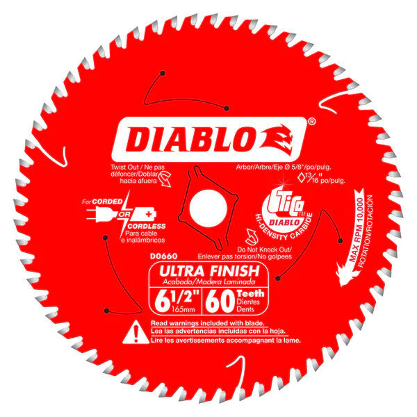 Diablo D0660X 6-1/2" x 60 Tooth Ultra Finish Saw Blade