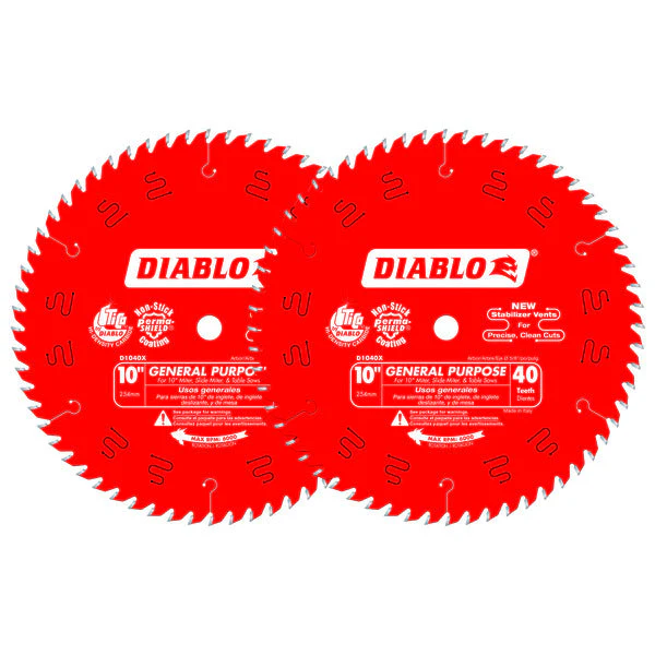 Diablo D104040VP 10" x 40-Teeth General Purpose Circular Saw Blade Value Pack (2-Pack)