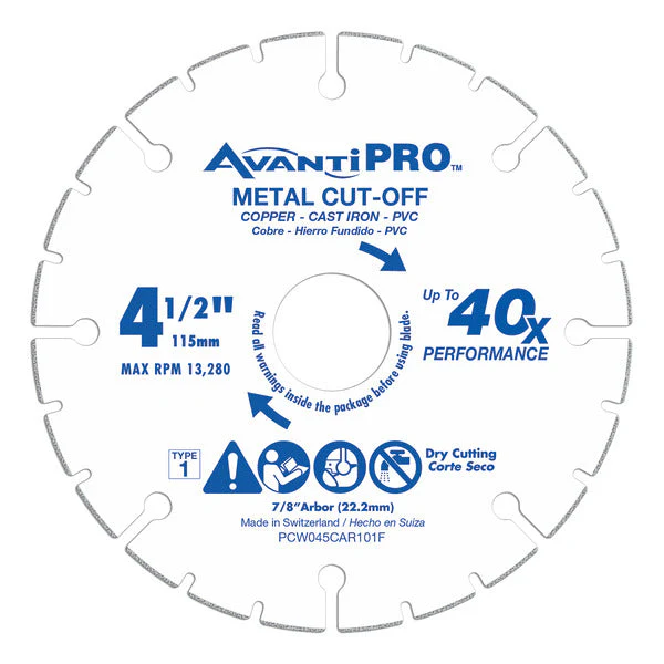 AvantiPRO PCW045CAR101F 4.5 in. Carbide Grit Metal Cut-Off Wheel