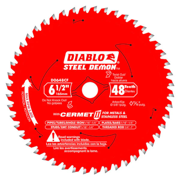Diablo D0648CFX 6-1/2" x 48 Teeth Steel Demon™ Cermet II Saw Blade for Metals and Stainless Steel