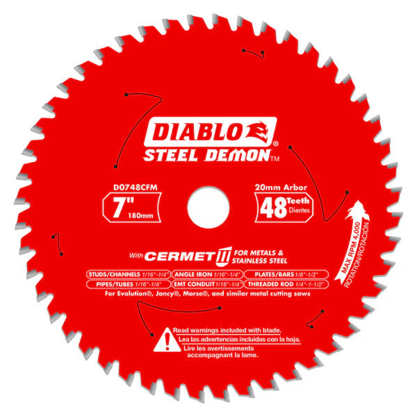 Diablo D0748CFM 7" x 48-Teeth Steel Demon™ Cermet II Saw Blade for Medium Metal