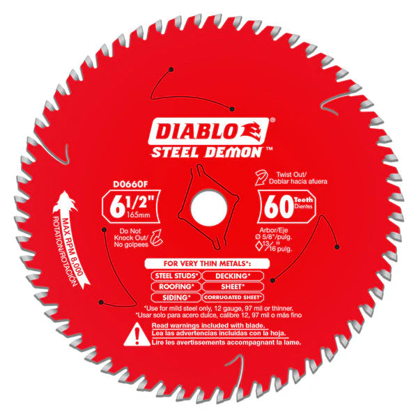Diablo D0660F 6-1/2" x 60-Teeth Steel Demon™ Saw Blade for Thin Metal