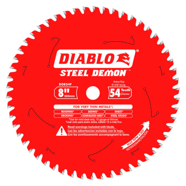 Diablo D0854F 8" x 54-Teeth Steel Demon™ Saw Blade for Thin Metal