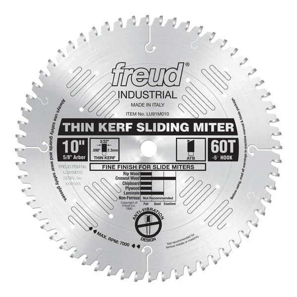 Freud LU91M010 10" Thin Kerf Sliding Compound Miter Saw Blade