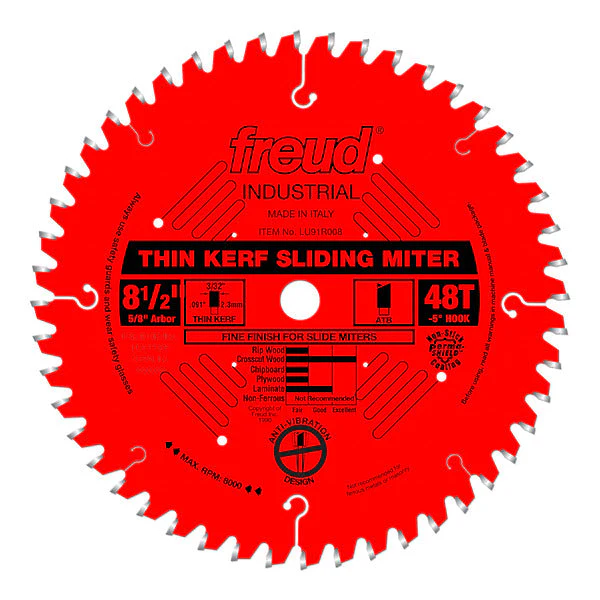 Freud LU91R008 8-1/2"Thin Kerf Sliding Compound Miter Saw Blade