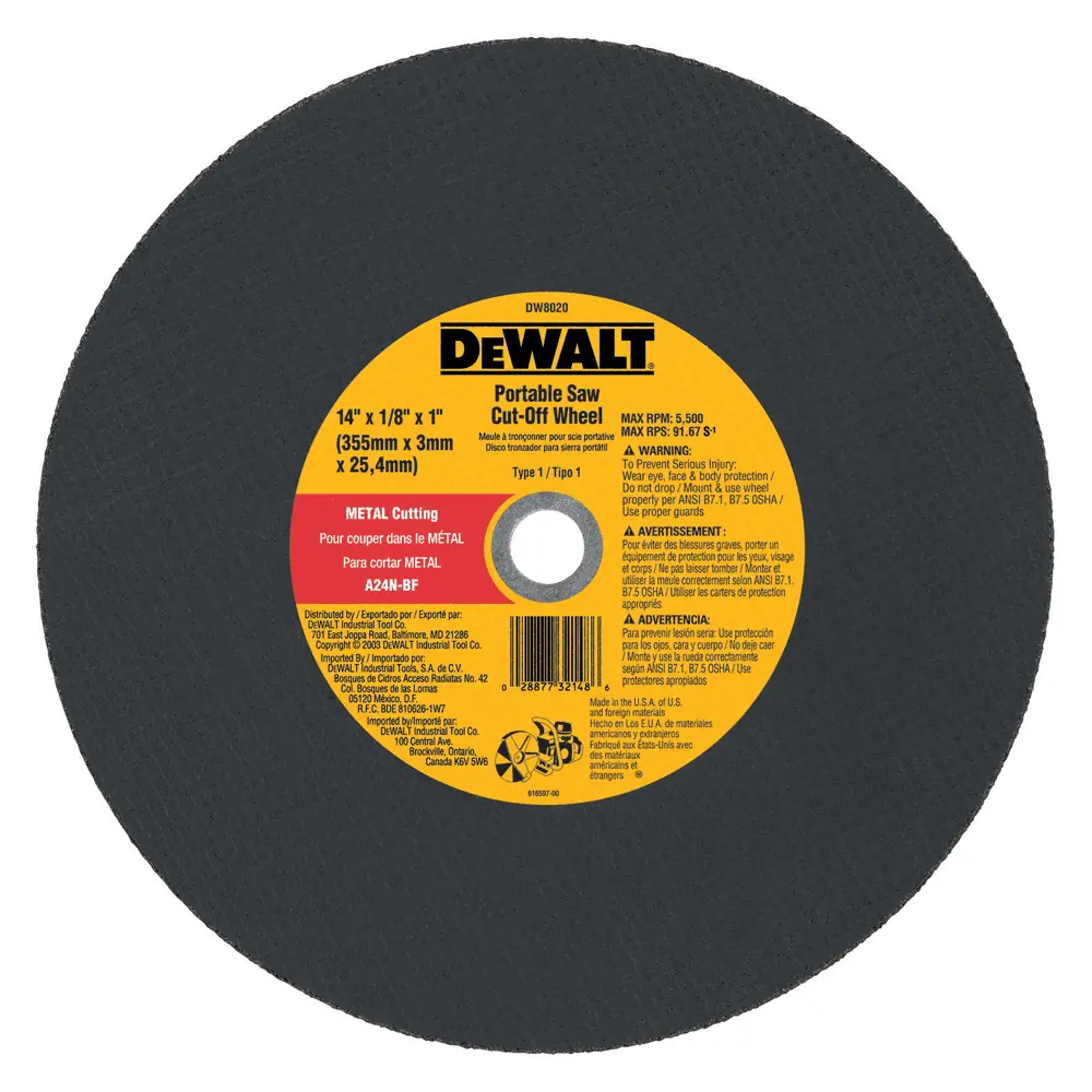 DeWalt Type-1 Metal Cutting High Speed Cut-Off Wheel