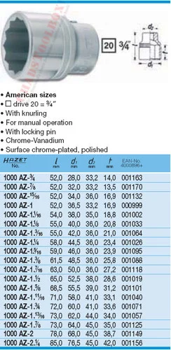 HAZET 1000AZ-1.1/2 12-POINT SOCKET