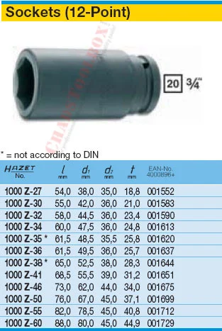 HAZET 1000Z-42 12-POINT SOCKET