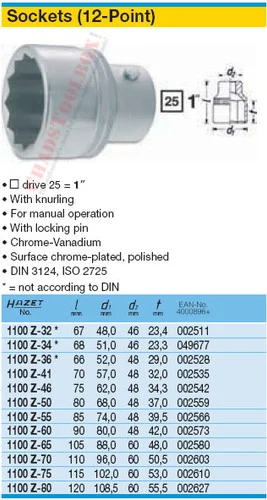 HAZET 1100Z-55 12-POINT SOCKET