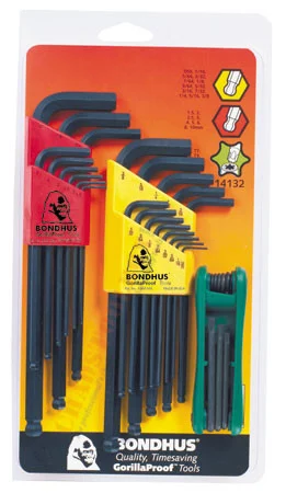 14138Bondhus Triple Pack - Ball L-wr Sets 10999 (1.5-10mm), 10937 (.050-3/8), & GorillaGrip Fold-Up Set 12634 (T9-T40)