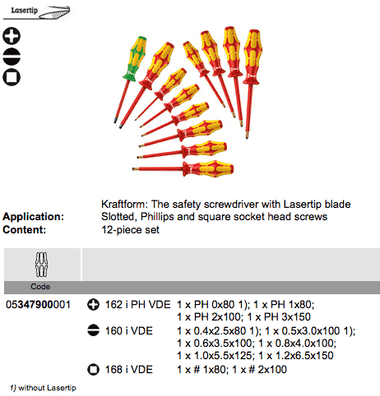 WERA 05347900001 160I/12 INSULATED SCREWDRIVER SET