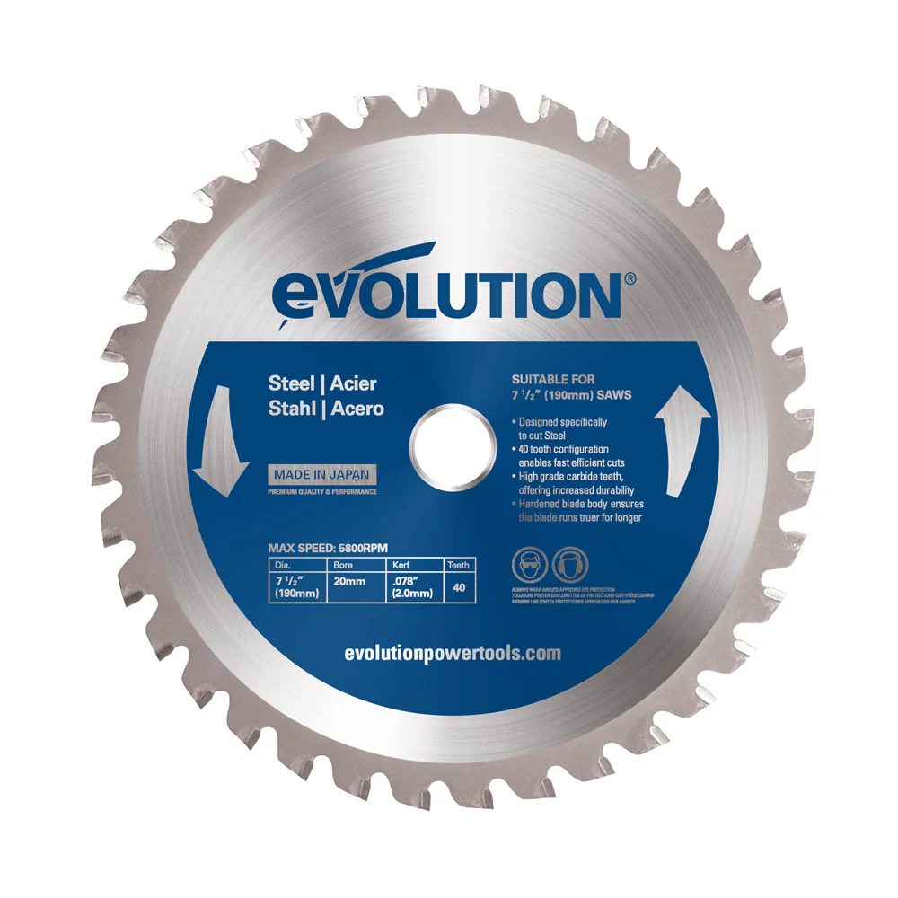 190mm-mild-steel-blade_67f9fc02-2239-4023-82c5-7116d34d398a_1200x1200.webp Evolution 7-1/2BLADEST | 7-1/2 in. | 40T | 20mm Arbor | Mild Steel and Ferrous Metal TCT Blade