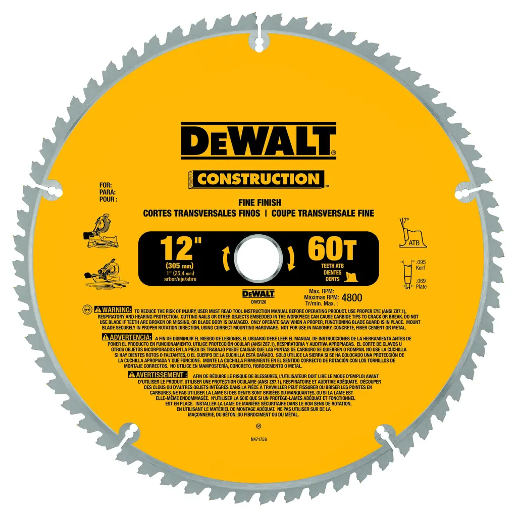 DeWalt 12" 60-T Circular Saw Blade