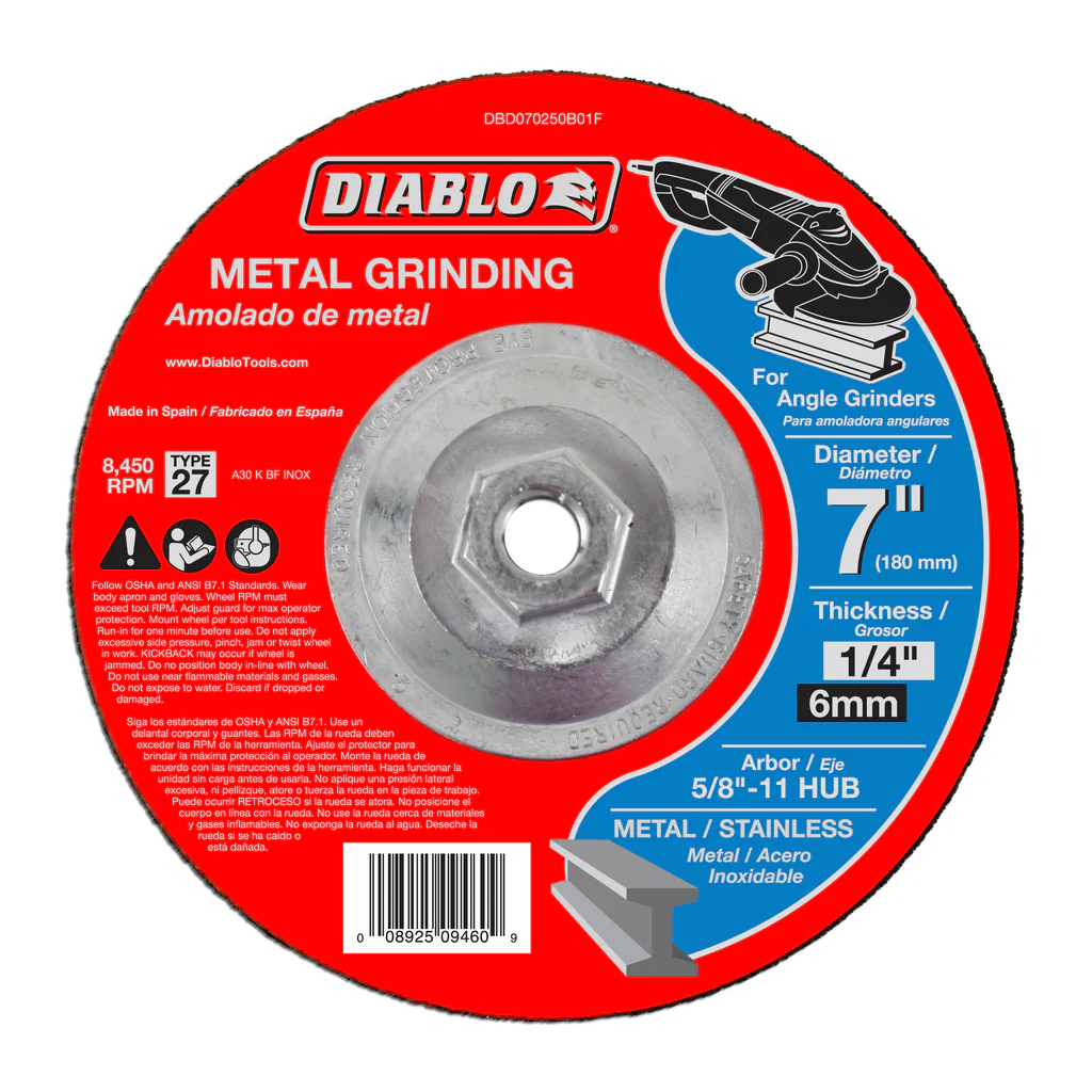 Diablo 5/8"-11 x 7" Type 27 HUB Metal Grinding Disc