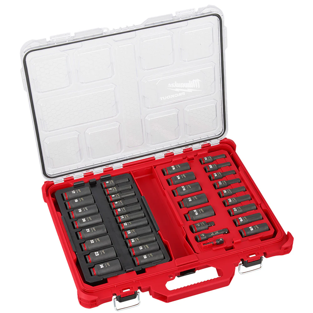 Milwaukee 3/8" Shockwave Impact Duty Socket Dr Sae/Mm Packout Set 36Pc