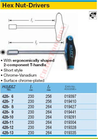 HAZET 428-6 HEX NUT DRIVERS
