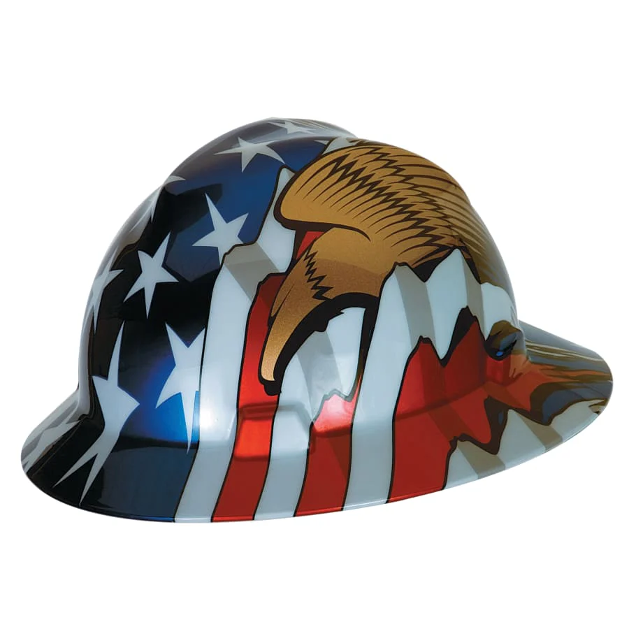 MSA Freedom 10071159 Series™ V-Gard Helmet Fas-Trac III Slotted American Flag w/2 Eagles
