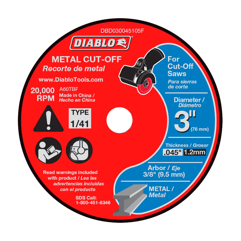 Diablo 3" Metal Cut-Off Disc - 5/Pack