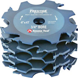 Carbide Tipped Super Fine Dado/Groover 4" Diameter x ATB Grind x 4 Teeth x -10 Deg Hook Angle x 1/4" to 1" Kerf x 3/4" Bore for Shaper