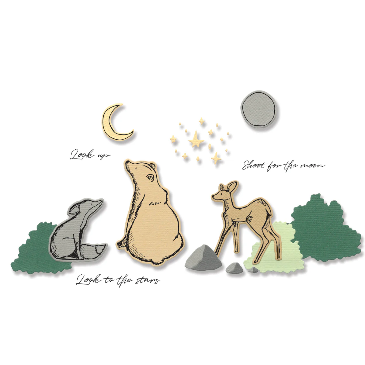 666226_twilight_animals_web_1200x1200.webp Sizzix Framelits Die Set 11PK w/8PK Stamps - Twilight Animals by Josh Griffiths