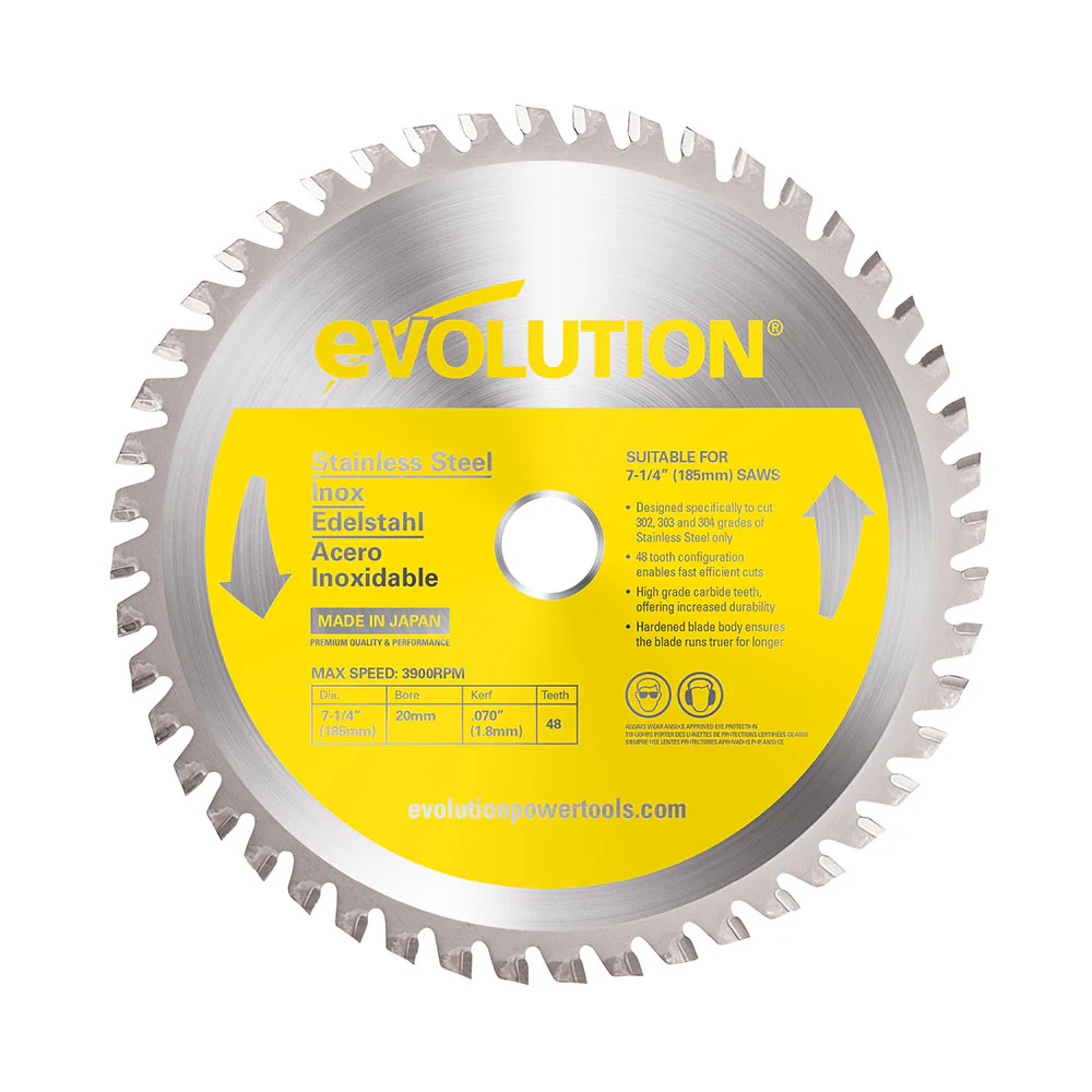 7-14inch_STEEL_STAINLESS_ASSETS-US_1_1200x1200.webp Evolution 185BLADESSN | 7-1/4 in. | 48T | 20mm Arbor | Stainless Steel TCT Blade