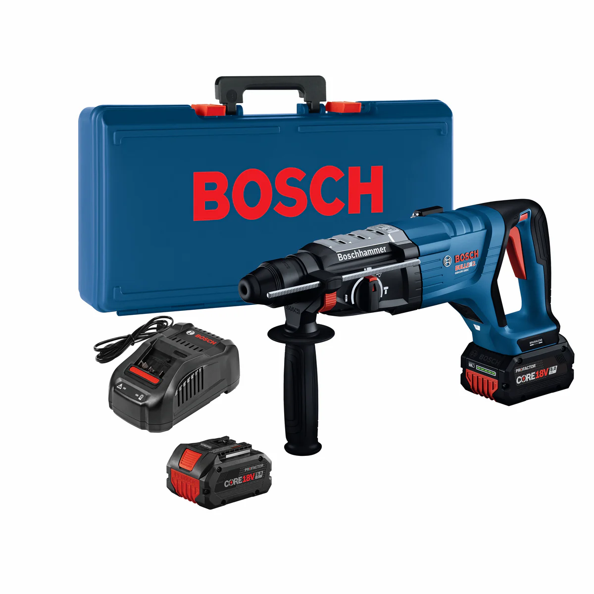 BOSCH GBH18V-28DCK24 18V Brushless Connected-Ready SDS-plus Bulldog™ 1-1/8 In. Rotary Hammer Kit with (2) CORE18V 8.0 Ah PROFACTOR Performance Batteries
